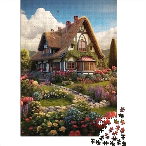 Bergdorf-Hütte 1000-Teile Premium Holzpuzzle - Unmögliches Puzzle Für Erwachsene, Pädagogisches Familienspiel, Hochwertige Wandkunst Geschenkidee 1000pcs (75x50cm) von FYQTCIAN