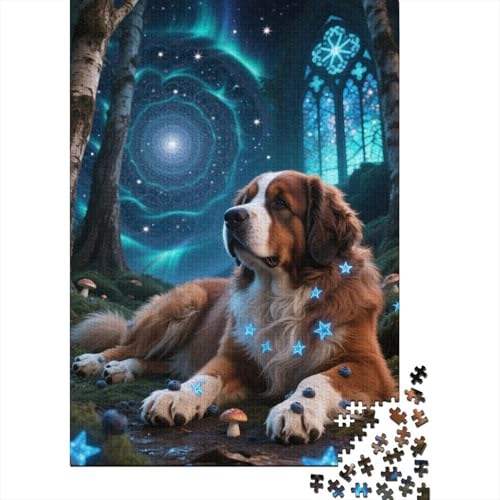 Berner Sennenhund Holz Puzzle 1000 Teile Für Erwachsene - Unmögliches Legespiel, Stressabbau Spielzeug,Cooles Kunstwerk Premium Home Dekoration, 1000pcs (75x50cm) von FYQTCIAN