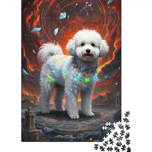 Bichon Frise 1000-Teile Premium Holzpuzzle - Cooles Kunstwerk Unmögliches Puzzle Für Erwachsene, Pädagogisches Familienspiel, Hochwertige Wandkunst Geschenkidee 1000pcs (75x50cm) von FYQTCIAN