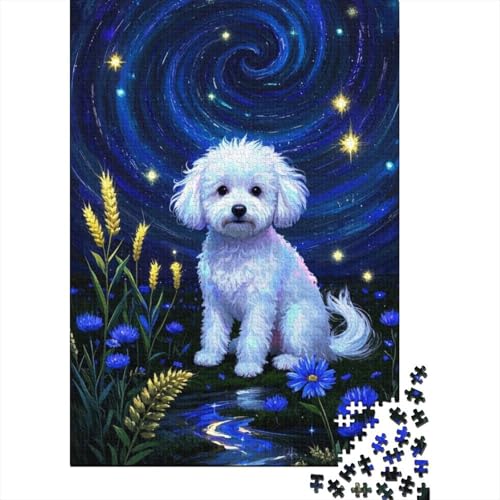 Bichon Frise Holzpuzzle 1000 Teile Für Erwachsene & Jugendliche - Cooles Kunstwerk Unmögliches Puzzle Spielzeug, Pädagogisches Geduldspiel, Premium Geburtstagsgeschenk 1000pcs (75x50cm) von FYQTCIAN