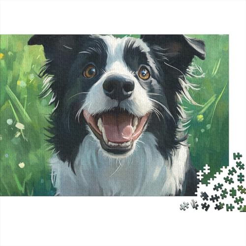 Border Collie Puzzle 1000-teilige Schwer Puzzle Spielzeug Pädagogisches Spiel Impossible Tier Hund Herausforderungsspielzeug Für Erwachsene Und Kinder Ab 12 Jahren 1000pcs (75x50cm) von FYQTCIAN