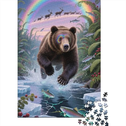 Braunbär 1000 Teile Premium Holz Puzzle Für Erwachsene - Herausforderndes Geschicklichkeitsspiel,Niedlich Entspannendes Legespiel Für Familie, Wanddekoration Geschenk 1000pcs (75x50cm) von FYQTCIAN