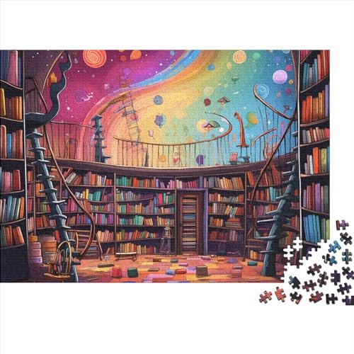 Bücherregal Puzzle 1000 Teile Schwer Puzzle Spielzeug Pädagogisches Spiel Impossible Herausforderungsspielzeug Für Erwachsene Kinder 1000pcs (75x50cm) von FYQTCIAN