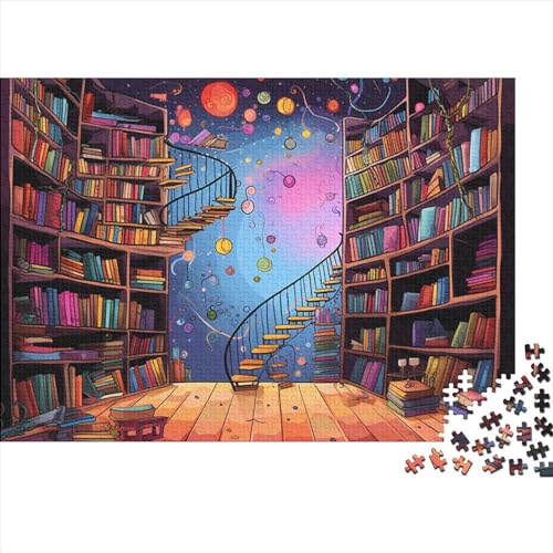 Bücherregal Puzzle 1000-teilige Schwer Puzzle Spielzeug Pädagogisches Spiel Impossible Herausforderungsspielzeug Für Erwachsene Kinder 1000pcs (75x50cm) von FYQTCIAN