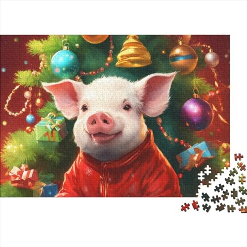 CKunstoon Schwein Puzzles 1000 Teile Schwer Puzzle Spielzeug Lernspiel Impossible Weihnachtsthema Herausforderung Spielzeug Für Erwachsene Kinder 1000pcs (75x50cm) von FYQTCIAN