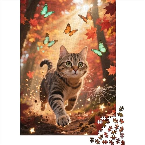 Chartreux Holz Puzzle 1000 Teile Für Erwachsene - Unmögliches Legespiel, Stressabbau Spielzeug,Niedlich Premium Home Dekoration, 1000pcs (75x50cm) von FYQTCIAN