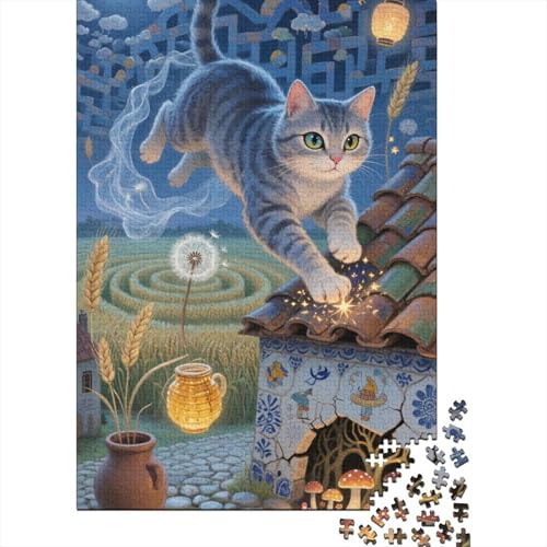 Chartreux Holz Puzzle 1000 Teile Für Erwachsene - Unmögliches Legespiel, Stressabbau Spielzeug,Niedlich Premium Home Dekoration, 1000pcs (75x50cm) von FYQTCIAN