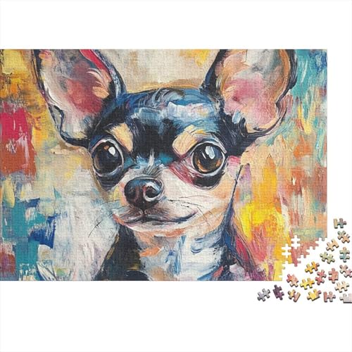 Chihuahua Puzzle 1000-teilige Schwer Puzzle Spielzeug Pädagogisches Spiel Impossible Tier Hund Herausforderungsspielzeug Für Erwachsene Und Kinder Ab 14 Jahren 1000pcs (75x50cm) von FYQTCIAN