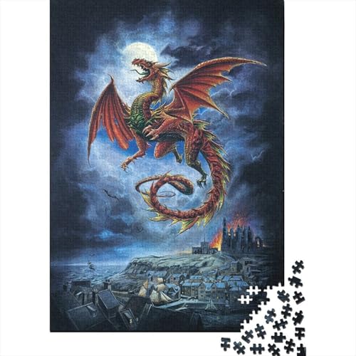 Cool 1000 Teile Puzzle Für Erwachsene - Schwieriges Holzlegespiel, Mentales Training,Dragon Bunte Fliesen Dekoration, Familientaugliches Geschenk 1000pcs (75x50cm) von FYQTCIAN