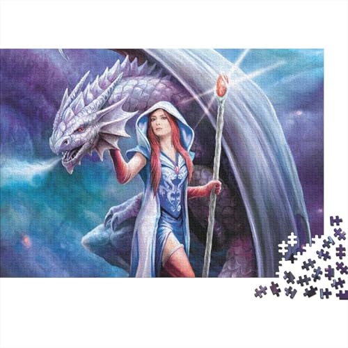 Cool 1000 Teile Puzzle Für Erwachsene - Schwieriges Holzlegespiel, Mentales Training,Dragon Bunte Fliesen Dekoration, Familientaugliches Geschenk 1000pcs (75x50cm) von FYQTCIAN