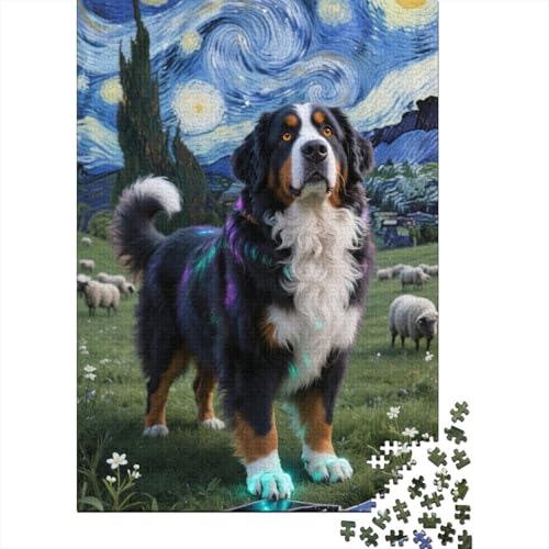 Cooles Kunstwerk 1000 Teile Schwieriges Holzpuzzle Berner Sennenhund - Premium Puzzle Für Erwachsene, Familientaugliches Geschicklichkeitsspiel, Kreative Wanddekoration Geschenk 1000pcs (75x50cm) von FYQTCIAN