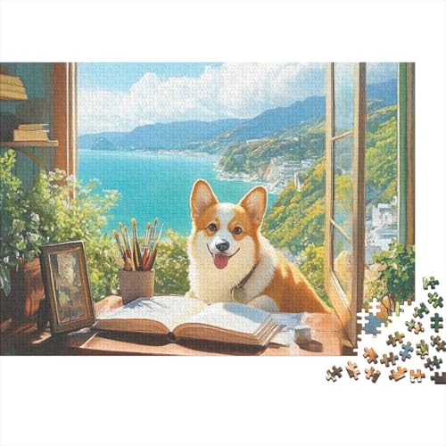 Corgi Puzzle 1000 Teile Schwer Puzzle Spielzeug Lernspiel Impossible Tier Hund Herausforderungsspielzeug Für Erwachsene Kinder 1000pcs (75x50cm) von FYQTCIAN