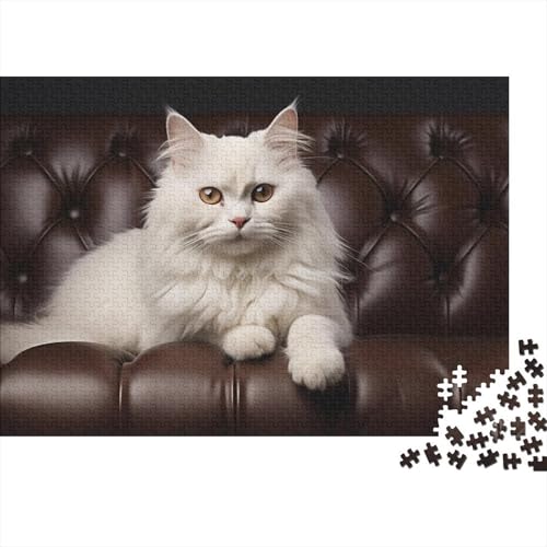 Cute 1000 Teile Schwieriges Holzpuzzle Cat - Premium Puzzle Für Erwachsene, Familientaugliches Geschicklichkeitsspiel, Kreative Wanddekoration Geschenk 1000pcs (75x50cm) von FYQTCIAN