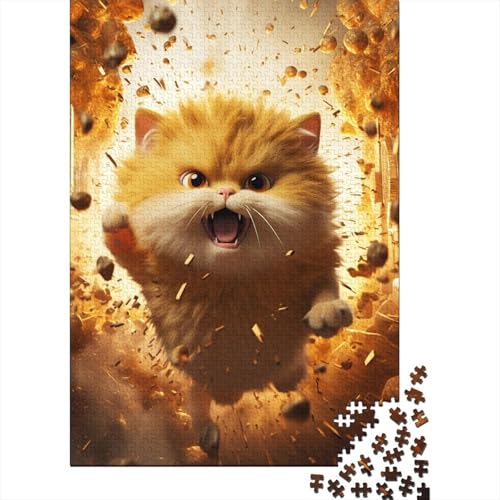 Cute Animals 1000 Teile Schwieriges Holzpuzzle Cartoon Cat - Premium Puzzle Für Erwachsene, Familientaugliches Geschicklichkeitsspiel, Kreative Wanddekoration Geschenk 1000pcs (75x50cm) von FYQTCIAN