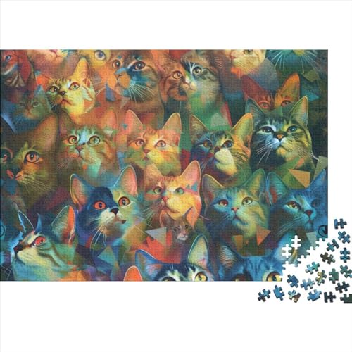 Cute Kat Puzzles 1000 Teile Schwer Puzzle Spielzeug Lernspiel Impossible Herausforderungsspielzeug Für Erwachsene Kinder 1000pcs (75x50cm) von FYQTCIAN