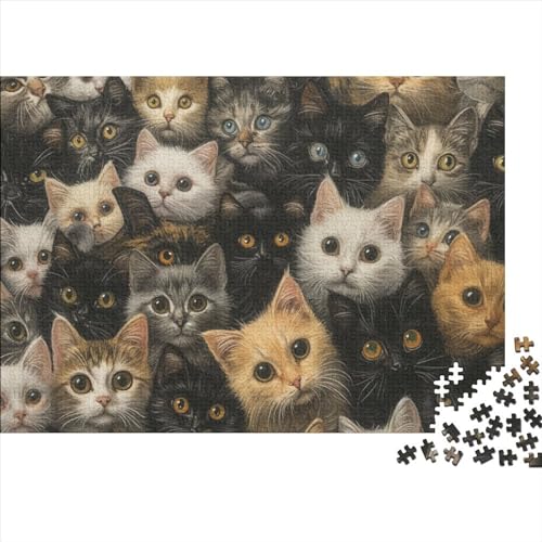 Cute Kat Puzzles 1000 Teile Schwer Puzzle Spielzeug Pädagogisches Spiel Impossible Herausforderung Spielzeug Für Erwachsene Kinder 1000pcs (75x50cm) von FYQTCIAN