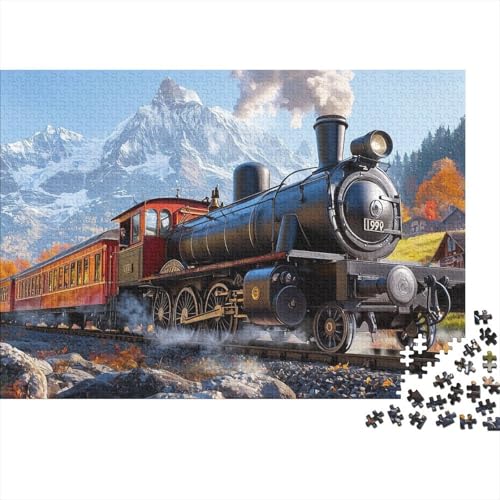 Dampfzug Puzzle 1000 Teile Schwer Puzzle Spielzeug Lernspiel Impossible Tier Herausforderungsspielzeug Für Erwachsene Kinder 1000pcs (75x50cm) von FYQTCIAN