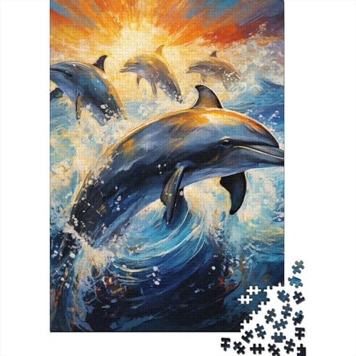 Delfine Holzpuzzle 1000 Teile Für Erwachsene & Jugendliche - Unmögliches Puzzle Spielzeug, Pädagogisches Geduldspiel, Premium Geburtstagsgeschenk 1000pcs (75x50cm) von FYQTCIAN