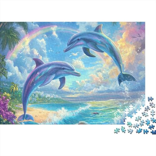 Delphin Puzzles 1000 Teile Schwer Puzzle Spielzeug Lernspiel Impossible Herausforderung Spielzeug Für Erwachsene Kinder 1000pcs (75x50cm) von FYQTCIAN