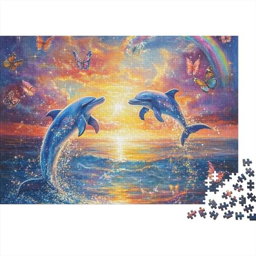 Delphin Puzzles 1000 Teile Schwer Puzzle Spielzeug Pädagogisches Spiel Impossible Herausforderungsspielzeug Für Erwachsene Und Kinder Ab 14 Jahren 1000pcs (75x50cm) von FYQTCIAN