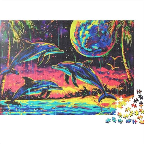 Delphins Puzzles 1000 Teile Schwer Puzzle Spielzeug Lernspiel Impossible Herausforderung Spielzeug Für Erwachsene Und Kinder in Bewährter 1000pcs (75x50cm) von FYQTCIAN