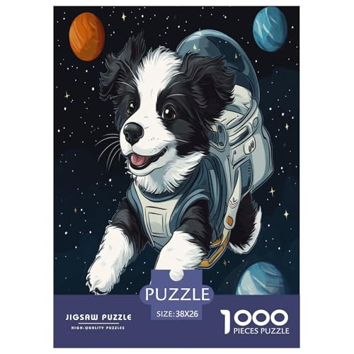 Der Border Collie Puzzles 1000 Teile Schwer Puzzle Spielzeug Lernspiel Impossible Herausforderung Spielzeug Für Erwachsene Kinder 38x26cm/1000pcs von FYQTCIAN