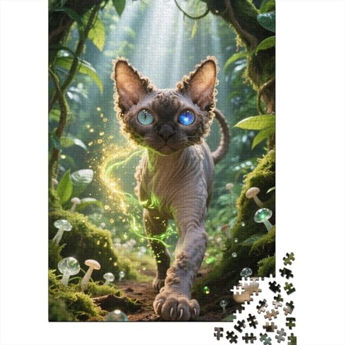 Devon Rex Holz Puzzle 1000 Teile Für Erwachsene - Unmögliches Legespiel, Stressabbau Spielzeug,Niedlich Premium Home Dekoration, 1000pcs (75x50cm) von FYQTCIAN