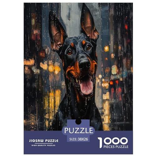 Doberman Puzzle 1000 Teile Schwer Puzzle Spielzeug Pädagogisches Spiel Impossible Herausforderung Spielzeug Für Erwachsene Und Kinder Ab 14 Jahren 38x26cm/1000pcs von FYQTCIAN