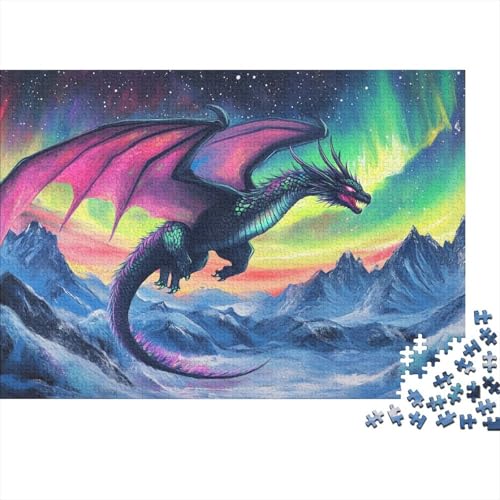 Drache Puzzles 1000 Teile Schwer Puzzle Spielzeug Lernspiel Impossible Tier Herausforderung Spielzeug Für Erwachsene Kinder 1000pcs (75x50cm) von FYQTCIAN