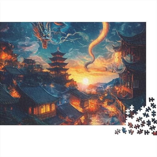 Drache Puzzles 1000 Teile Schwer Puzzle Spielzeug Pädagogisches Spiel Impossible Herausforderungsspielzeug Für Erwachsene Kinder 1000pcs (75x50cm) von FYQTCIAN