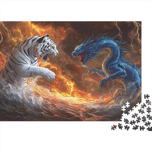 Drachentiger Puzzles 1000 Teile Schwer Puzzle Spielzeug Lernspiel Impossible Wildtiere Herausforderungsspielzeug Für Erwachsene Und Kinder Ab 14 Jahren 1000pcs (75x50cm) von FYQTCIAN