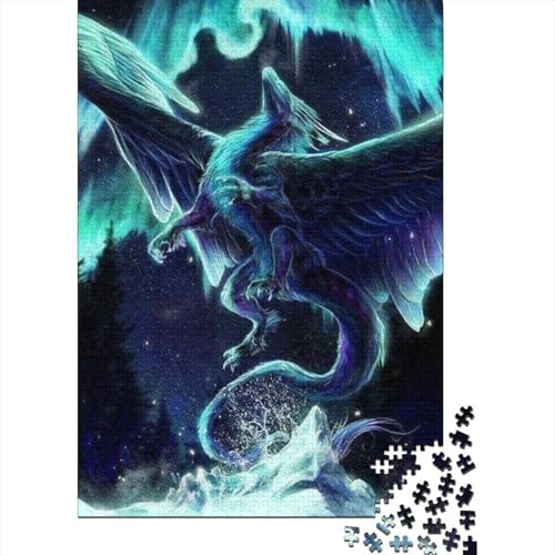 Dragon Holzpuzzle 1000 Teile Für Erwachsene & Jugendliche - Cool Unmögliches Puzzle Spielzeug, Pädagogisches Geduldspiel, Premium Geburtstagsgeschenk 1000pcs (75x50cm) von FYQTCIAN