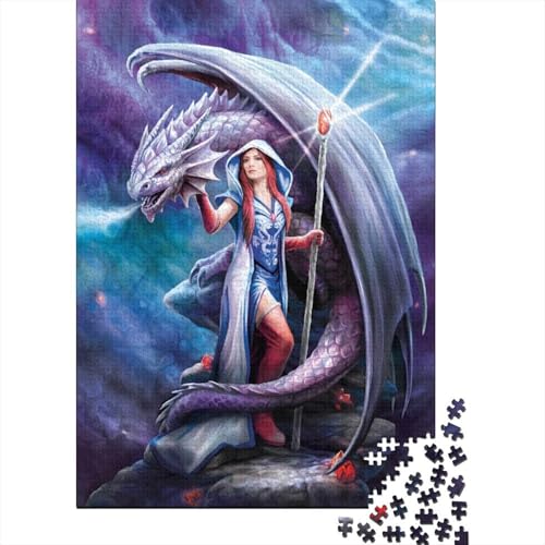 Dragon Holzpuzzle 1000 Teile Für Erwachsene & Jugendliche - Cool Unmögliches Puzzle Spielzeug, Pädagogisches Geduldspiel, Premium Geburtstagsgeschenk 1000pcs (75x50cm) von FYQTCIAN