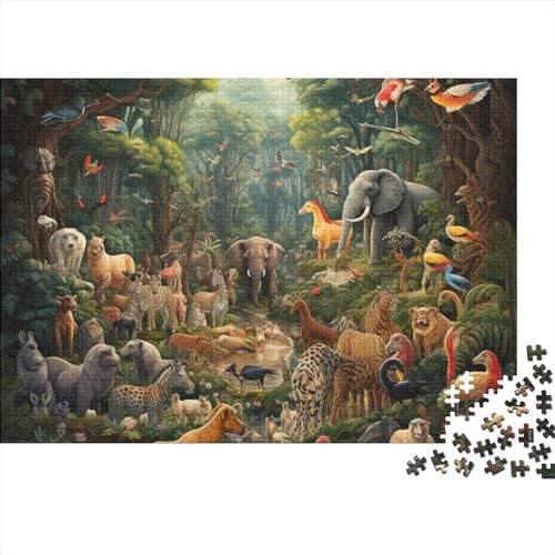 Dschungeltiere Puzzle 1000-teilige Schwer Puzzle Spielzeug Lernspiel Impossible Herausforderungsspielzeug Für Erwachsene Und Kinder in Bewährter 1000pcs (75x50cm) von FYQTCIAN