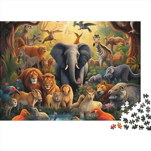 Dschungeltiere Puzzles 1000 Teile Schwer Puzzle Spielzeug Lernspiel Impossible Herausforderungsspielzeug Für Erwachsene Kinder 1000pcs (75x50cm) von FYQTCIAN
