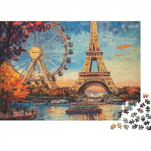 Eiffelturm Puzzle 1000-teilige Schwer Puzzle Spielzeug Pädagogisches Spiel Impossible Herausforderungsspielzeug Für Erwachsene Und Kinder in Bewährter 1000pcs (75x50cm) von FYQTCIAN