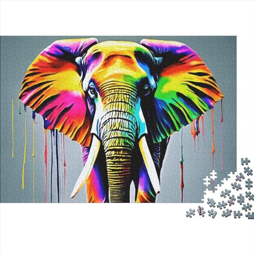 Elefant Puzzle 1000-teilige Schwer Puzzle Spielzeug Lernspiel Impossible CKunstoon Kunst Herausforderung Spielzeug Für Erwachsene Kinder 1000pcs (75x50cm) von FYQTCIAN