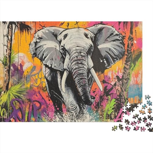 Elefant Puzzle 1000-teilige Schwer Puzzle Spielzeug Lernspiel Impossible Tier Herausforderung Spielzeug Für Erwachsene Und Kinder in Bewährter 1000pcs (75x50cm) von FYQTCIAN