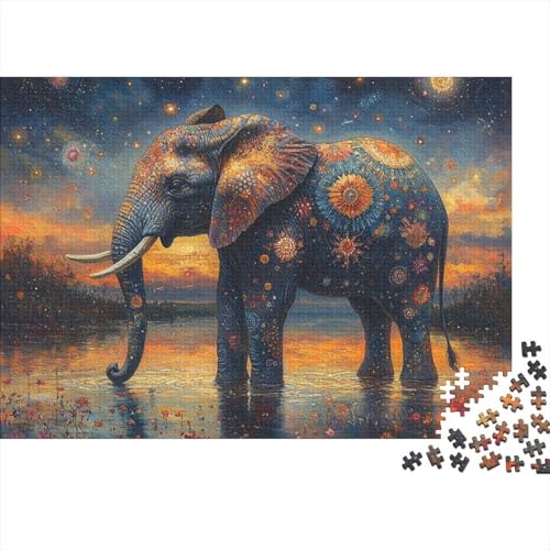 Elefant Puzzle 1000-teilige Schwer Puzzle Spielzeug Pädagogisches Spiel Impossible Tier Herausforderung Spielzeug Für Erwachsene Kinder 1000pcs (75x50cm) von FYQTCIAN