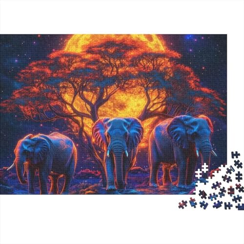 Elefant Puzzles 1000 Teile Schwer Puzzle Spielzeug Lernspiel Impossible Herausforderungsspielzeug Für Erwachsene Und Kinder Ab 14 Jahren 1000pcs (75x50cm) von FYQTCIAN