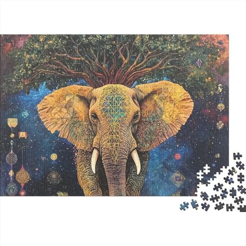 Elefant Puzzles 1000 Teile Schwer Puzzle Spielzeug Lernspiel Impossible Tier Herausforderungsspielzeug Für Erwachsene Kinder 1000pcs (75x50cm) von FYQTCIAN