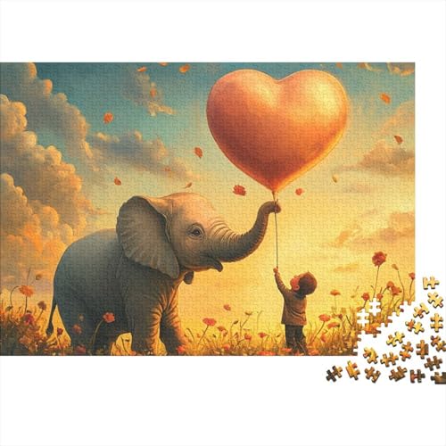 Elefant Puzzles 1000 Teile Schwer Puzzle Spielzeug Pädagogisches Spiel Impossible Herausforderung Spielzeug Für Erwachsene Kinder 1000pcs (75x50cm) von FYQTCIAN
