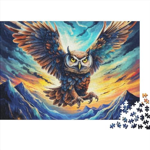 Eule Puzzle 1000-teilige Schwer Puzzle Spielzeug Lernspiel Impossible Herausforderungsspielzeug Für Erwachsene Kinder 1000pcs (75x50cm) von FYQTCIAN