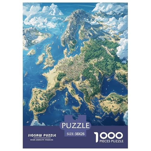 Europäische Karte Puzzle 1000 Teile Schwer Puzzle Spielzeug Pädagogisches Spiel Impossible Herausforderungsspielzeug Für Erwachsene Und Kinder in Bewährter 38x26cm/1000pcs von FYQTCIAN