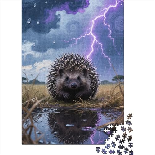 Europäischer Igel Holz Puzzle 1000 Teile Für Erwachsene - Unmögliches Legespiel, Stressabbau Spielzeug,Niedlich Premium Home Dekoration, 1000pcs (75x50cm) von FYQTCIAN