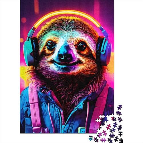 Faultier Holzpuzzle 1000 Teile Für Erwachsene & Jugendliche - Niedlich Animals Unmögliches Puzzle Spielzeug, Pädagogisches Geduldspiel, Premium Geburtstagsgeschenk 1000pcs (75x50cm) von FYQTCIAN