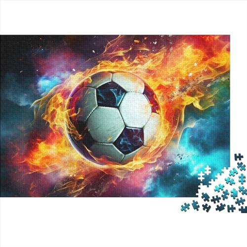 Fiery Fußball Puzzles 1000 Teile Schwer Puzzle Spielzeug Lernspiel Impossible Herausforderungsspielzeug Für Erwachsene Und Kinder Ab 14 Jahren 1000pcs (75x50cm) von FYQTCIAN