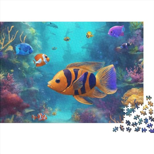 Fische Puzzle 1000 Teile Schwer Puzzle Spielzeug Pädagogisches Spiel Impossible Meerestiere Herausforderungsspielzeug Für Erwachsene Kinder 1000pcs (75x50cm) von FYQTCIAN
