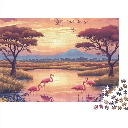Flamingo Puzzles 1000 Teile Schwer Puzzle Spielzeug Lernspiel Impossible Herausforderung Spielzeug Für Erwachsene Kinder 1000pcs (75x50cm) von FYQTCIAN