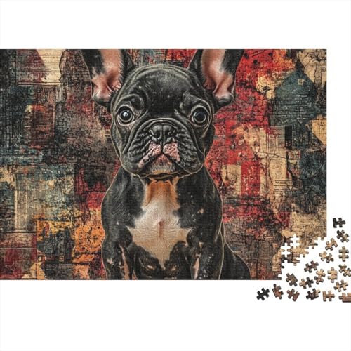 French BULLHund Puzzle 1000 Teile Schwer Puzzle Spielzeug Lernspiel Impossible Tier Hund Herausforderung Spielzeug Für Erwachsene Und Kinder in Bewährter 1000pcs (75x50cm) von FYQTCIAN